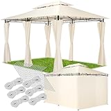 tectake® Luxus Pavillon 3x4, Gartenpavillon mit 6 Seitenteilen, wasserabweisend und UV-beständig,...