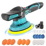 12V Akku Poliermaschine,150mm Exzenter Poliermaschine, mit 2x 3000mAh Akkus, 6 Variable...