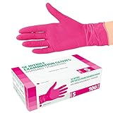 SF Nitril Einweghandschuhe S Magenta, 100 Stück/Box, Nitrilhandschuhe, dehnbare Einmalhandschuhe...