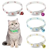 Katzenhalsband mit Glocke, 4 Stück Reflektierendes Halsband Katze Silikon Katzen Halsbänder Kitten...