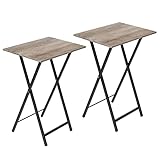 HOOBRO Beistelltisch Klappbar, Kleiner tabletttisch, TV Tray 2er Set, klapptisch Snack Tisch...