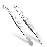 GEEHUA 2 Stück Gebogene Pinzette stumpfe Pinzette gerade Pinzette aus Edelstahl mit flacher Spitze...