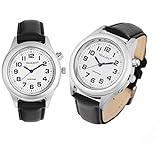 Lederarmband Damen Sprechende Armbanduhr Silber Uhr Senioren Blindenuhr Sprachfunktion
