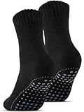 Stoeury 2 Paar ABS Socken mit Wolle Herren Damen, Thermosocken aus Volle-Frottee, Anti Rutsch...