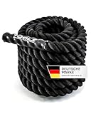 TOOLZ ® Battle Rope, Sportseil für Kraftausdauertraining, schwarz, Länge: 12m / Durchmesser: 35...