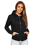 BOLF Damen Kapuzenpullover Reißverschluss Hoodie Sweatshirt mit Kapuze Pullover Pulli Langarmshirt...