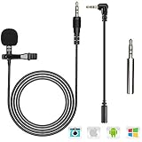 Lavalier Mikrofon für Handy und PC, 2M Mini Omnidirectional Kondensator Lapel Mic mit 2...