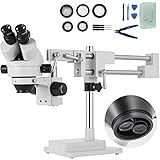 VEVOR 3,5X-90X Simul Focal Trinocular Zoom Stereo Microscope Al-Zn-Legierung 360 Grad Drehbar...