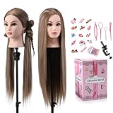 Frisierkopf Friseur Echthaar 26 Zoll Übungskopf Friseurkopf Trainingsköpfe Mit Halter + DIY Haare...