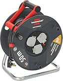 Brennenstuhl Garant Kabeltrommel 50m (Made in Germany, Verlängerungskabel mit 3 Steckdosen und...