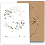 Premium Hochzeitskarte mit Umschlag aus Kraftpapier - Karte Hochzeit Modern, Glückwunschkarte...