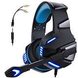 WINTORY Gaming Headset für PS4 PC PS5 Xbox One, V3 Headset mit Mikrofon & LED Lichter, PS4 Gamer...