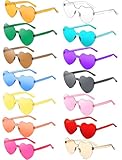 Daover 14 Paar Herz Sonnenbrille, Bunte Herzbrille Partybrille, Lustige Partybrillen, Bonbonfarbene...