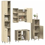 Emmtore 4-TLG. Badmöbel-Set Sonoma-Eiche Holzwerkstoff,Badmöbelset, Badezimmerschrank,...