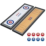 HOMASIS 2 in 1 Spieltisch mit Shuffleboard & Curling, tragbarer Shuffleboard-Tisch Curling Spiel mit...