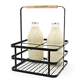 simplywire – Milchflaschenhalter im Retro-Look, 4 Stück – Weinflaschenträger – Schwarzer...