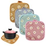 JEYORZY 4er Set Topflappen Baumwolle, 17 * 17cm Hitzebestaendig Topflappen Waschbare Schutzlappe zum...