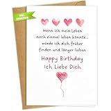 WenmthG Romantische Geburtstagskarte für Mann Frau (mit Umschlag) - ICH LIEBE DICH -...