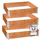 Garronda naturbelassene Hochbeete für Garten Palettenrahmen 120x80x20 cm Hochbeet Holz 3 Stück...