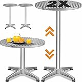 Casaria 2er Set Stehtisch Höhenverstellbar 70cm / 115cm Hoch Stabil Aluminium Rund Ø60cm...