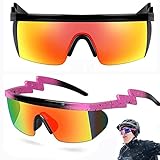 Fahrradbrille,Neon-Sonnenbrille Herren Damen UV400 Schutz,Schnelle Brille Rave Partybrille...