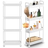 VickyHome Badregal Schmal 90,7 cm Groß Mini Regal，38.8x12.5x90.7cm Badezimmerregal Schmales Regal...
