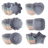 Uhidka 36 Stück Muffinformen Aus Silikon, 6 Arten Formen, Antihaft-Backformen Aus Silikon,...