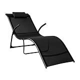 SoBuy Sonnenliege klappbar Gartenliege Relaxstuhl Liegestuhl mit Kissen Schwarz für Gärten, Höfe,...