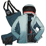 Killtec Damen Skianzug Größe 38 - aus Skijacke hellblau petrol und Skihose petrol - mit 10000mm...