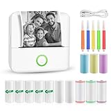 GuKKK Mini Drucker, Mobiler Fotodrucker, Tragbarer, Wireless Thermodrucker, mit 13 Rollen...