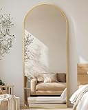 Antok Ganzkörperspiegel 146x44 cm Gewölbter Standspiegel - Gold Stehend Bogen Spiegel Voller...