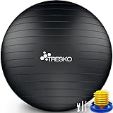 TRESKO Gymnastikball mit GRATIS Übungsposter inkl. Luftpumpe - Yogaball BPA-Frei | Sitzball Büro |...