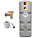 4rain Quadro Regentonne Komplett-Set 170 Liter betongrau inkl. Kunststoff-Auslaufhahn und...