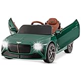 COSTWAY Bentley Elektroauto für Kinder, 12V Kinderfahrzeug mit Fernbedienung & Licht & Musik & USB,...