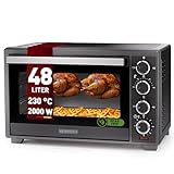 Heinrich´s Minibackofen mit Umluft 48L - Backofen klein mit Drehspieß, Airfryer-Einsatz inkl....