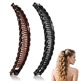 Bananen-Haarklammern in Schwarz und Braun – Dekorative Haarschmuck-Spangen für langes Haar (Braun...