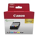 Canon PGI-570 BK CLI-571 BK C M Y PGBK Vorteilspack 5 Tintenpatronen (Schwarz, Cyan, Magenta, Gelb,...