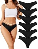ANSUKOO 6 Pack Damen Nahtlose Tanga Unterwäsche,Nahtlose Strings Slips aus Mikrofaser mit...