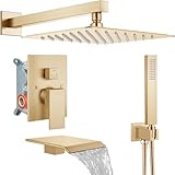 Midanya Regenduschsystem Wanne Dusche Wasserhahn Set Regendusche Duschkopf mit Handbrause und...