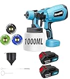 Akku Farbsprühsystem, Kompatibel mit Makita,Akku farbspritzpistole mit 1000ML Behälter, Zaun...