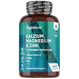 Kalzium Magnesium Zink - 400 Tabletten 1+ Jahr - Magnesium, Vitamin D3, K2, Bor, Selen, Kupfer -...