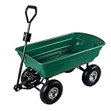 Gartenwagen mit Kippfunktion 75 Liter Kunststoffwanne Handwagen Kippwagen belastbar bis 300 kg...