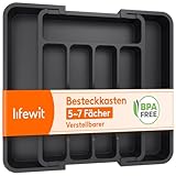 Lifewit Besteckkasten für Schubladen, Verstellbarer Küchenutensilienhalter Tiefe 31 cm, Kunststoff...