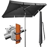 Menz Sonnenschirm Balkon - 3-IN-1 Sonnenschutz Balkon SET in Anthrazit, UPF 50+ Sonnenschirm...