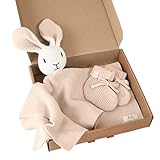 Livella Kuscheltuch „Hase“ mit Söckchen - Reine Bio-Baumwolle – Premium Schmusetuch,...