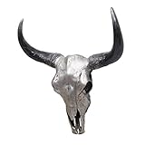 Mendler Deko Schädel 45cm HWC-T454, Polyresin Stier Bulle Longhorn Kopf Trophäe, In-/Outdoor -...