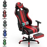 ACXIN Computerstuhl Gaming Stuh, Höhenverstellbar, Bürostuhl Ergonomisch PU Leder mit Fußhocker,...