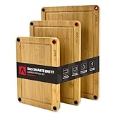 REDSALT® innovatives Bio Bambus Holz Schneidebrett 3er Set rutschfest | 38x26 32x22 26x18cm...