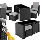 tectake Poly Rattan Sitzgruppe, 5- teiliges Lounge Gartenmöbel Set mit Tisch, Sessel & Hocker,...