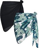 AVAYUU 2 Stück Damen Strand Wrap Sarong Vertuschung Chiffon Badeanzug Kurz Bikini Cover up...